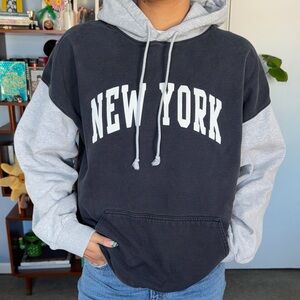 Brandy Melville Navy and Gray Hoodie